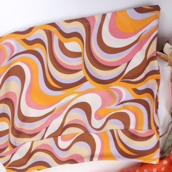 New ALTAR'D STATE Retro Cream Brown Mauve Swirl Skirt Sz m - Picture 8 of 11